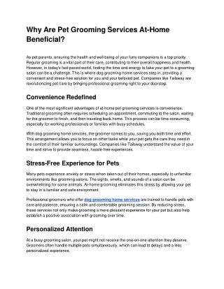 Why Are Pet Grooming Services At-Home Beneficial?