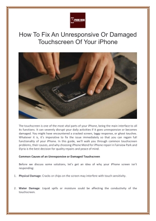 How To Fix An Unresponsive Or Damaged Touchscreen Of Your iPhone
