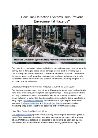 How Gas Detection Systems Help Prevent Environmental Hazards