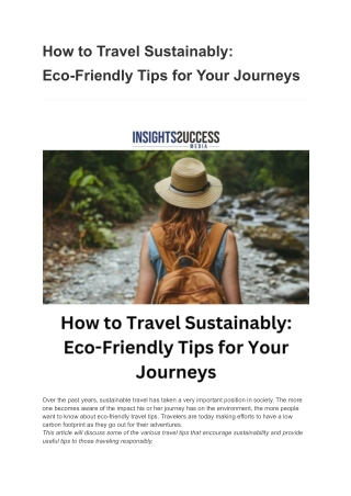 How to Travel Sustainably Eco-Friendly Tips for Your Journeys
