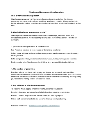 Warehouse Management San Francisco