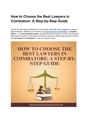 How to Choose the Best Lawyers in Coimbatore_ A Step-by-Step Guide