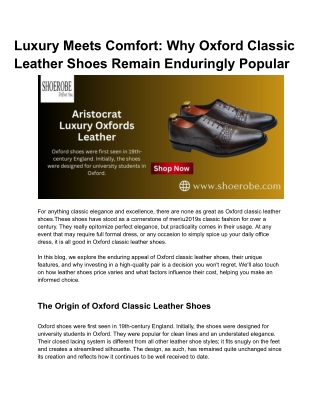 Luxury Meets Comfort_ Why Oxford Classic Leather Shoes Remain Enduringly Popular
