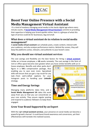 Boost Your Online Presence with a Social Media Management Virtual Assistant