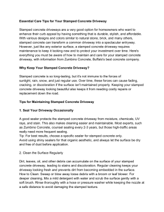 Essential Care Tips for Your Stamped Concrete Driveway