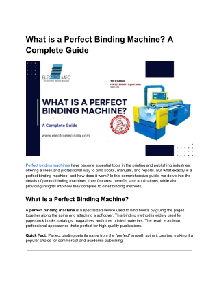 What is a Perfect Binding Machine