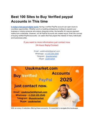 Best 100 Sites to Buy Verified paypal Accounts in This time