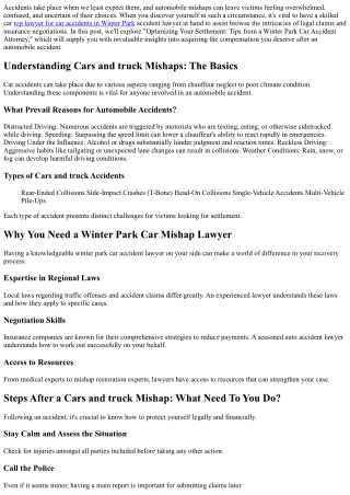 Maximizing Your Settlement: Tips from a Winter Season Park Car Accident Attorney