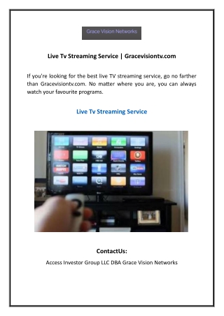 Live Tv Streaming Service  Gracevisiontv