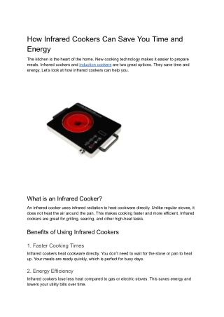 How Infrared Cookers Can Save You Time and Energy