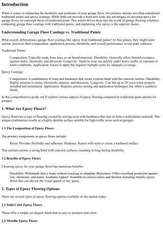 “Garage Floor Coatings vs. Traditional Paints: Why Choose Epoxy?”