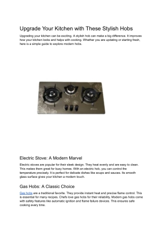 UpgradElectric stoves are popular for theie Your Kitchen with These Stylish Hobs
