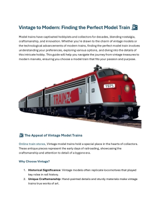 Vintage to Modern Finding the Perfect Model Train