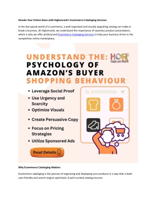 Elevate Your Online Store with Highonrank's Ecommerce Cataloging Services