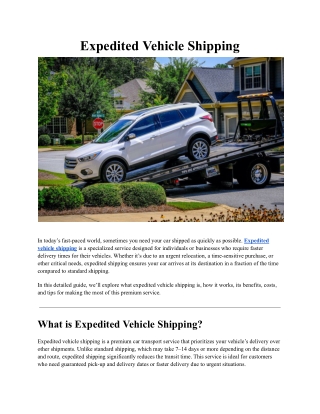Expedited Vehicle Shipping