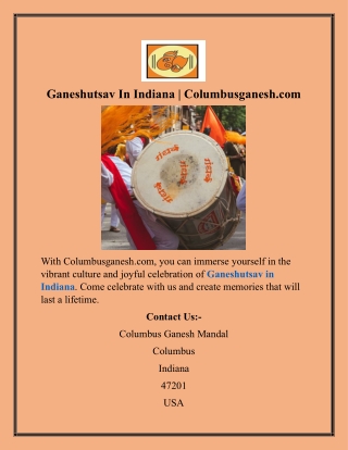 Ganeshutsav In Indiana  Columbusganesh