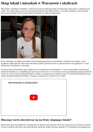 Skup nieruchomości w Warszawie i okolicach