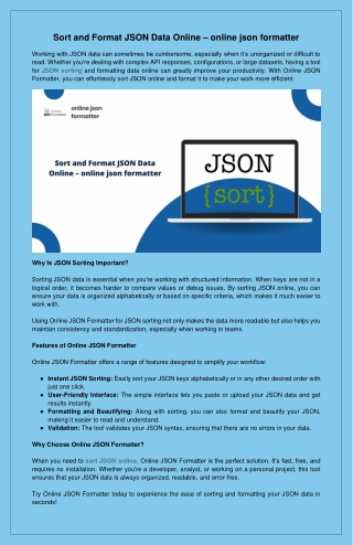 Sort and Format JSON Data Online – online json formatter