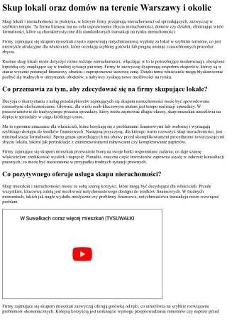 Skup nieruchomości w Warszawie i okolicach