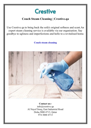 Couch Steam Cleaning  Crestive.qa