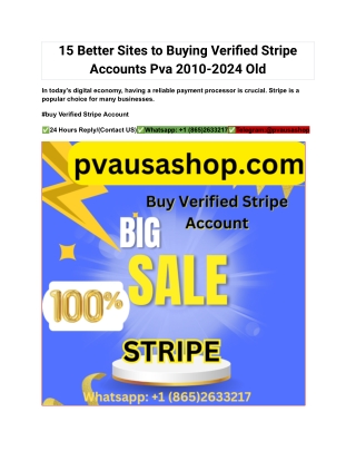 15 Better Sites to Buying Verified Stripe Accounts Pva 2010-2024 Old