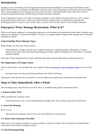 Emergency Water Damage Restoration: Quick Steps to Take After a Flood