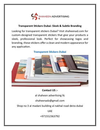 Transparent Stickers Dubai Sleek & Subtle Branding
