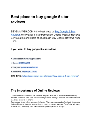 Where can I Buy 5 star googl ereviews?