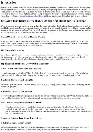 Enjoying Traditional Curry Dishes at their best, Right here in Spokane