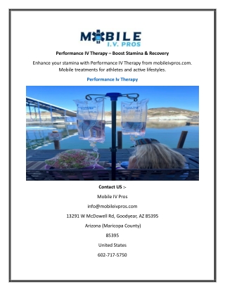 Performance IV Therapy  Boost Stamina & Recovery