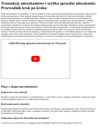 Skup nieruchomości i szybka sprzedaż nieruchomości