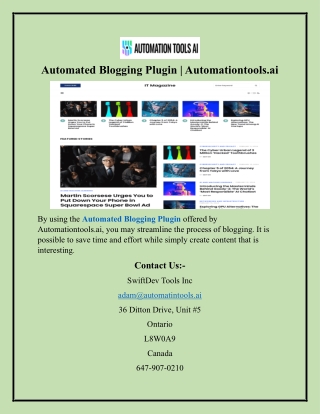 Automated Blogging Plugin | Automationtools.ai