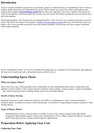 How to Perfectly Apply Clear Coat for Your New Epoxy Floor Finish