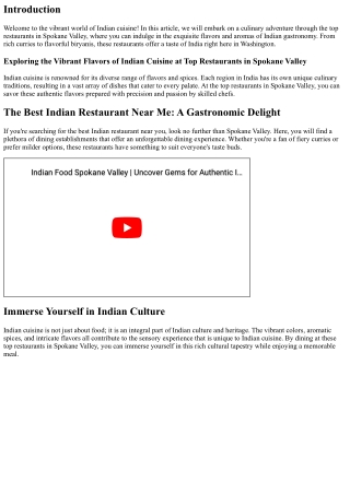 Exploring the Vibrant Flavors of Indian Cuisine at Top Restaurants in Spokane Va