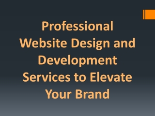 Professional Website Design and Development Services to Elevate Your Brand