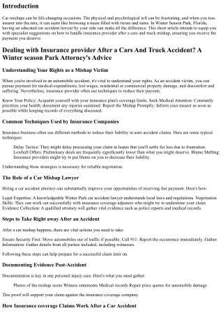 Dealing with Insurance Provider After a Car Mishap? A Winter Park Lawyer's Advic