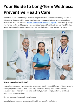 Your Guide to Long-Term Wellness Preventive Health Care