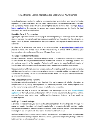 How A Premsis License Application Can Legally Grow Your Business