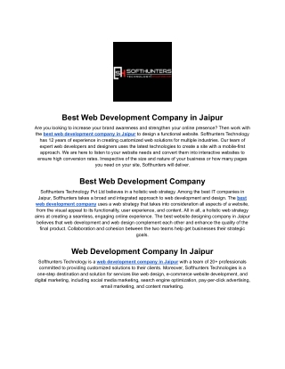 Best Web Development Company in Jaipur