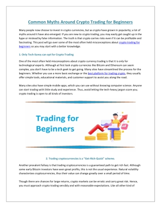 Common Myths Around Crypto Trading for Beginners