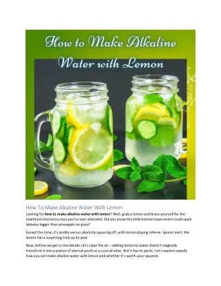 How To Make Alkaline Water With Lemon