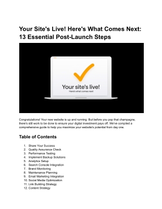 Your Site's Live! Here's What Comes Next_ 13 Essential Post-Launch Steps