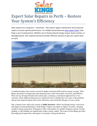 Expert Solar Repairs in Perth 1