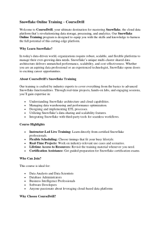 Snowflake Online Training