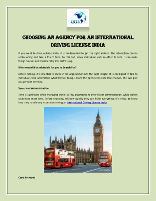 Choosing an Agency for an International Driving License India