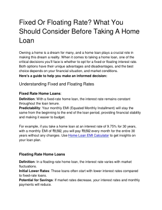 Fixed vs Floating Rate? What You Should Consider Before Taking A Home Loan