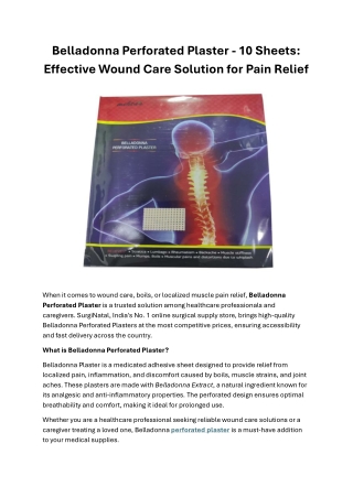 Belladonna Perforated Plaster - 10 Sheets: Effective Wound Care Solution for Pai