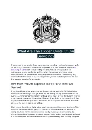 What Are The Hidden Costs Of Car Servicing?