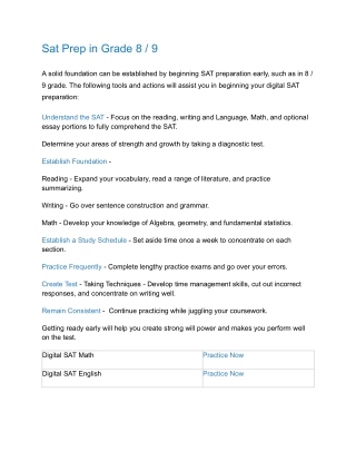 SAT Prep in Grade 8 & 9
