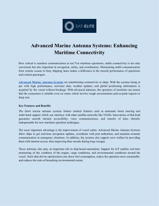Advanced Marine Antenna Systems: Enhancing Maritime Connectivity